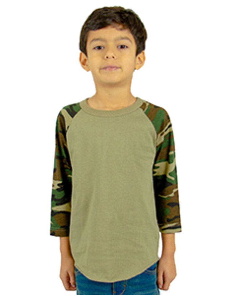 Youth Three-Quarter Sleeve Camo Raglan T-Shirt Thumbnail