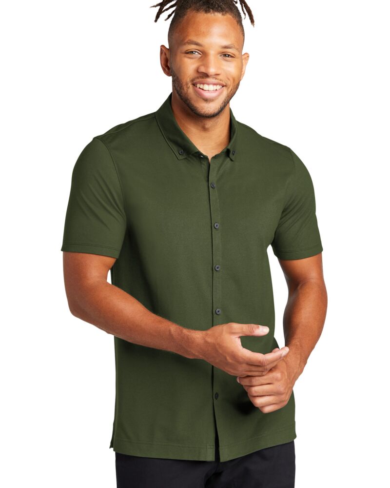 Stretch Pique Full Button Polo Thumbnail