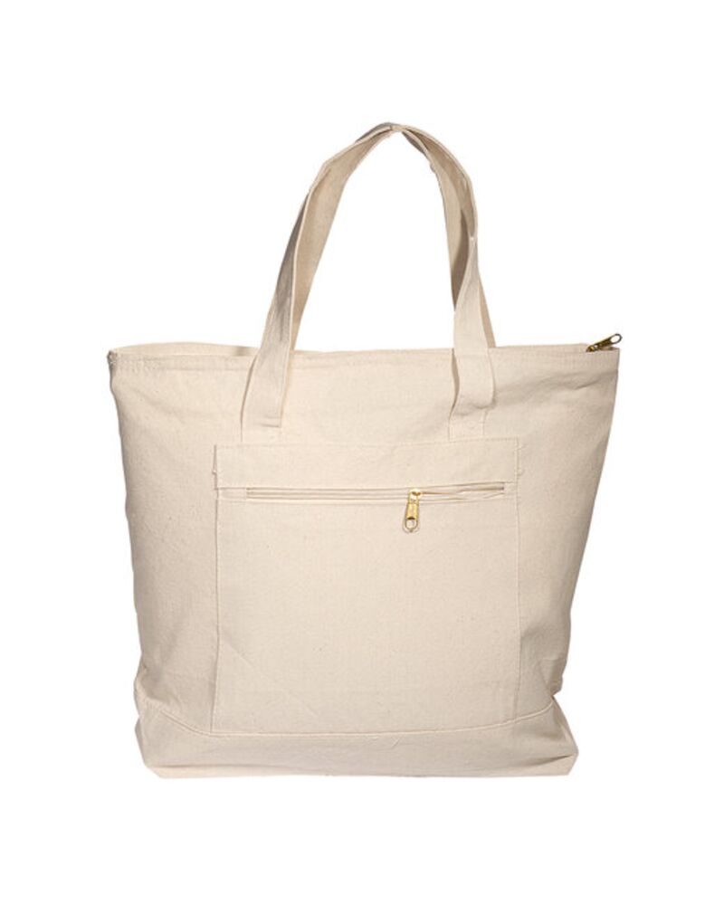 Zippered Cotton Canvas Tote Bag Thumbnail