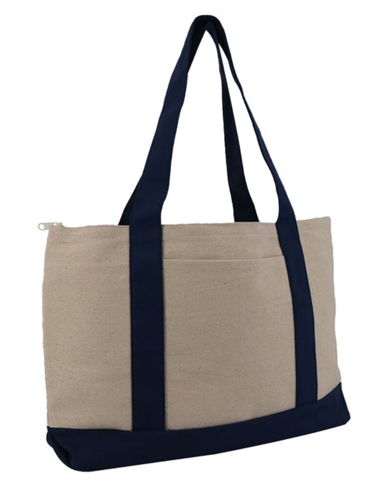 Large Zippered Cotton Canvas Tote Thumbnail