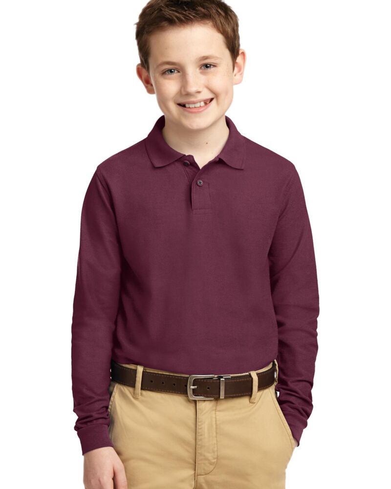 Youth Long Sleeve Silk Touch Polo Thumbnail