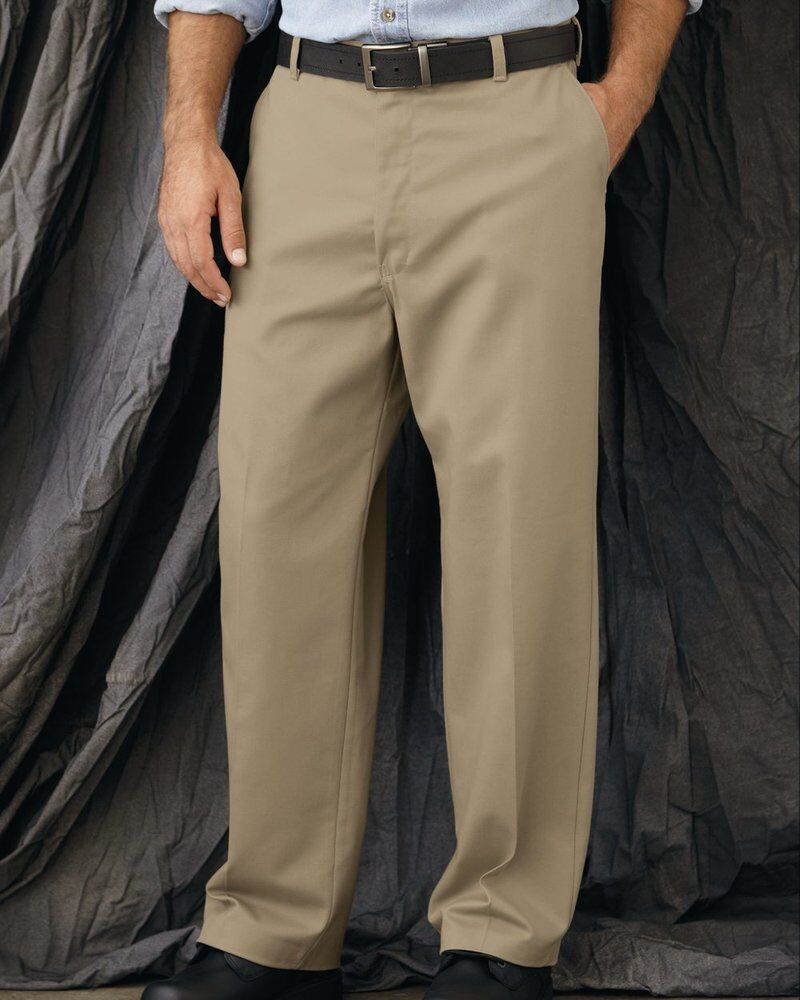 Men's Plain Front Casual Cotton Pants Thumbnail