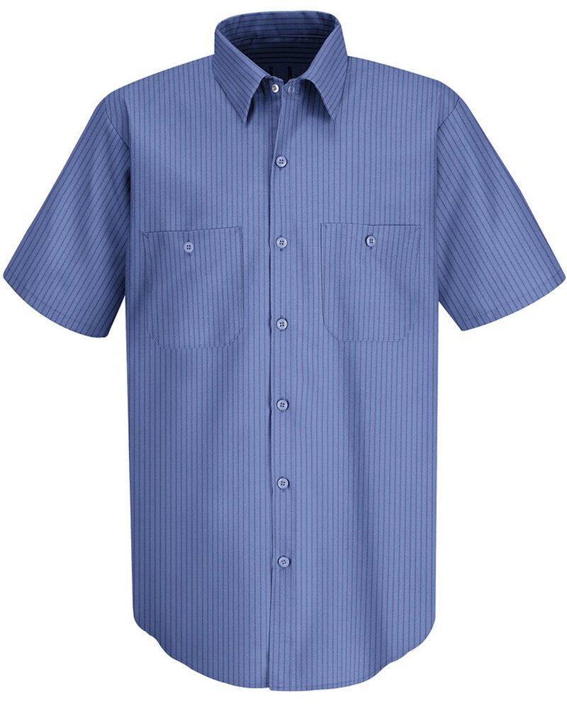 Men's Industrial Stripe Short Sleeve Work Shirt Thumbnail