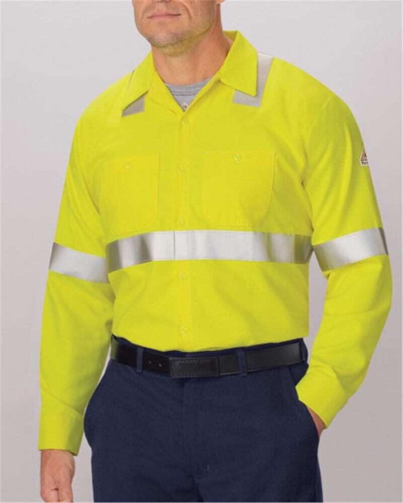 Men's Tall High Visibility Long Sleeve Work Shirt Thumbnail