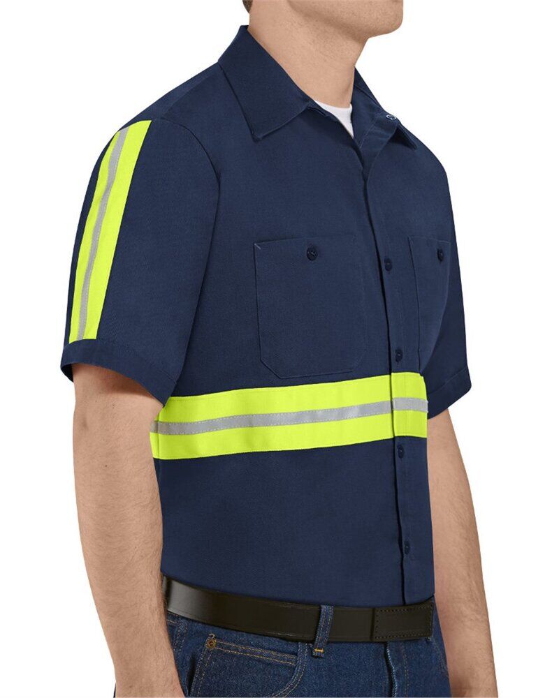 Men's Tall Enhanced Visibility Short Sleeve Cotton Work Shirt Thumbnail