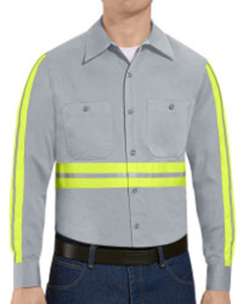 Men's Tall Enhanced Visibility Long Sleeve Cotton Work Shirt Thumbnail