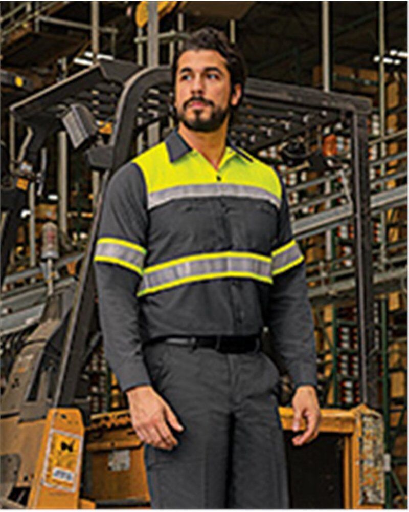 Men's Hi-Visibility Colorblock Ripstop Long Sleeve Work Shirt Thumbnail