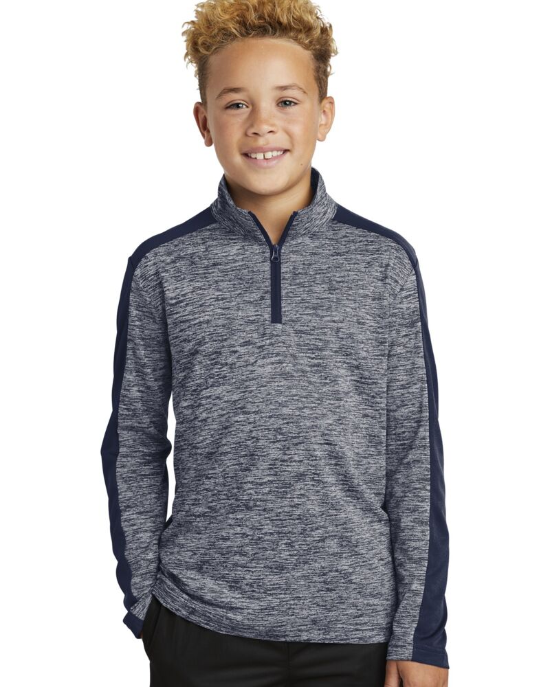 Youth PosiCharge ® Electric Heather Colorblock 1/4 Zip Pullover Thumbnail
