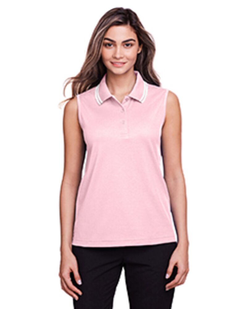 CrownLux Performance® Ladies' Plaited Tipped Sleeveless Polo Thumbnail