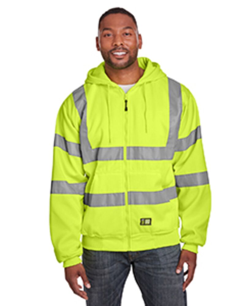 Men's Tall Hi-Vis Class 3 Lined Full-Zip Hooded Sweatshirt Thumbnail