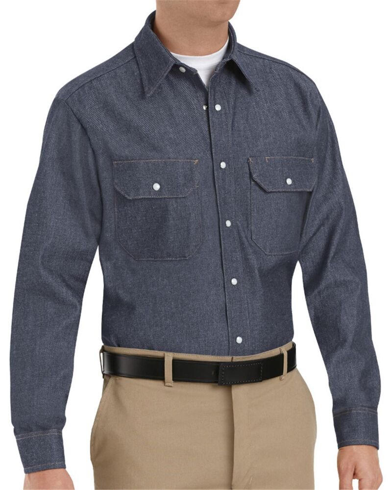 Men's Tall Deluxe Denim Long Sleeve Shirt Thumbnail