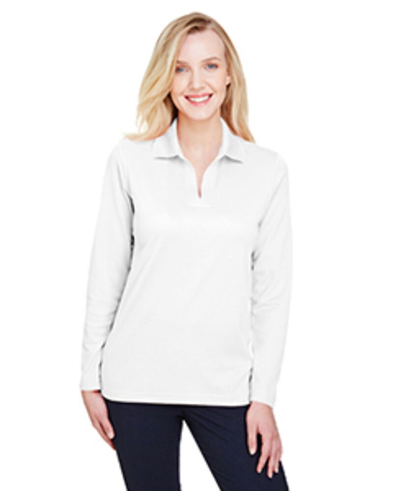 CrownLux Performance® Ladies' Plaited Long Sleeve Polo Thumbnail