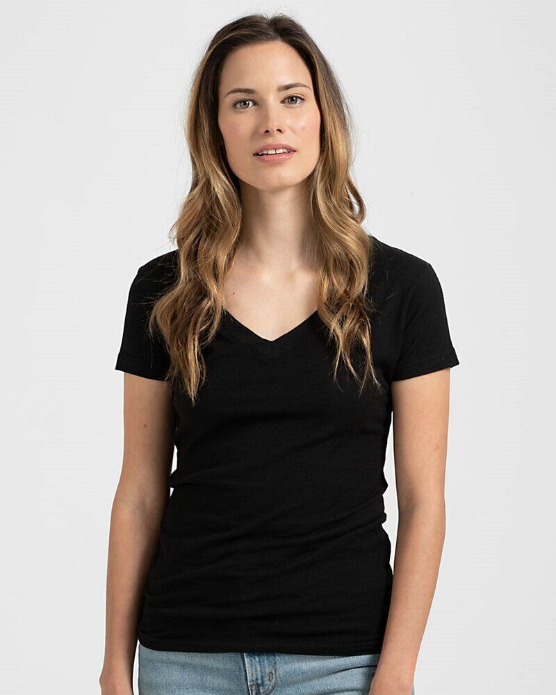 Women's Fine Jersey V-Neck T-Shirt Thumbnail