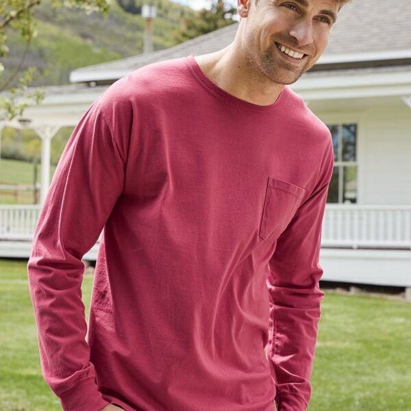 Garment-Dyed Long Sleeve T-Shirt With a Pocket Thumbnail