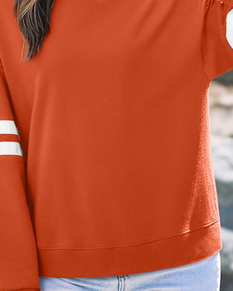 Varsity Striped Detail Drop Shoulder Oversized Sweatshirt Thumbnail
